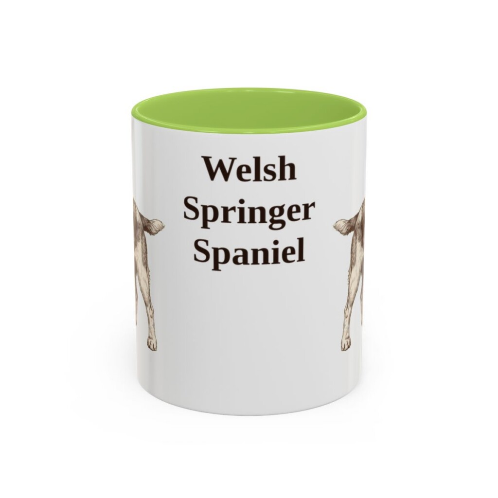 11oz Welsh Springer Spaniel Mug, Light Green, front view
