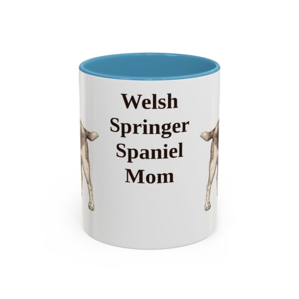 11oz Welsh Springer Spaniel Dog Mom Mug, Light Blue, front view