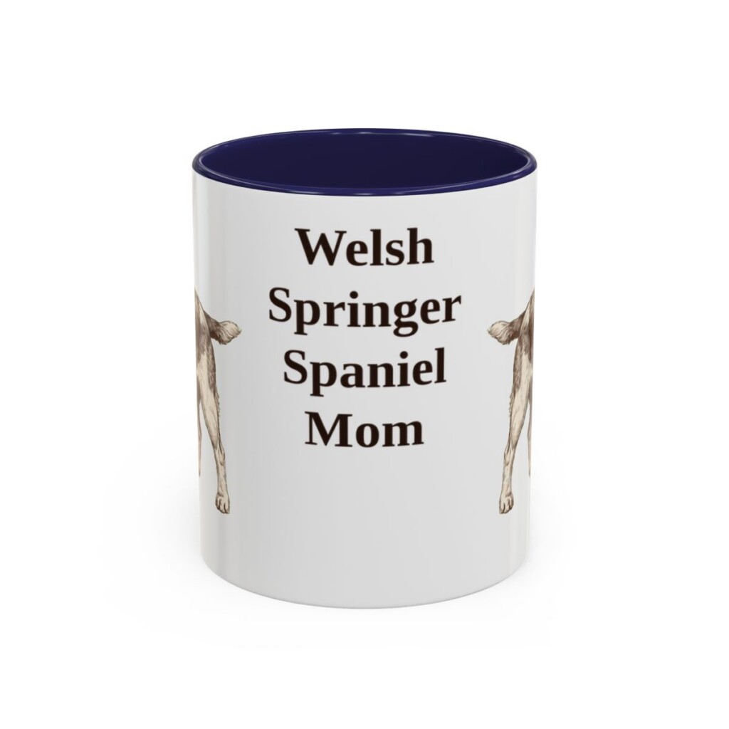 11oz Welsh Springer Spaniel Dog Mom Mug, Navy, front view
