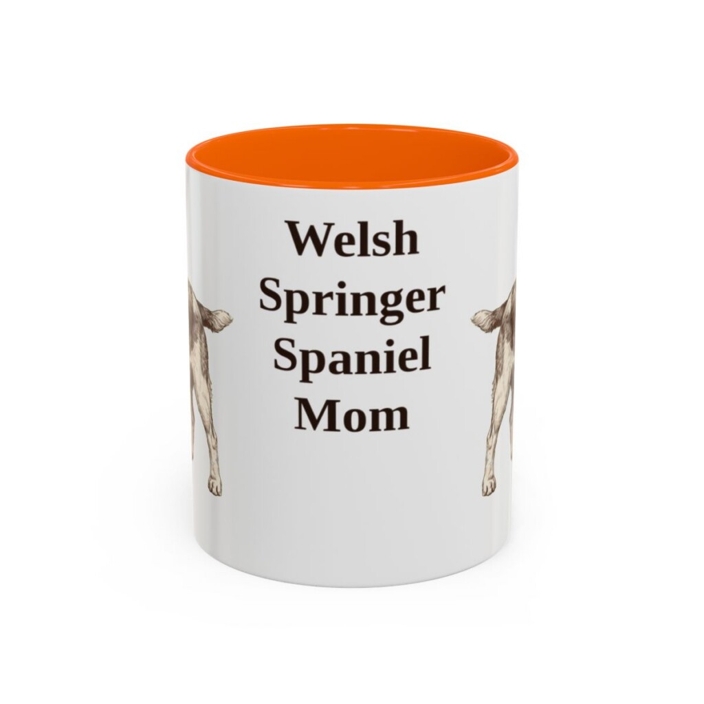 11oz Welsh Springer Spaniel Dog Mom Mug, Orange, front view