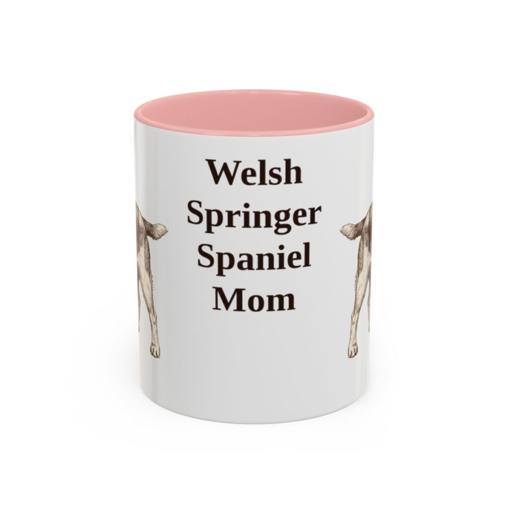 11oz Welsh Springer Spaniel Dog Mom Mug, Pink, front view