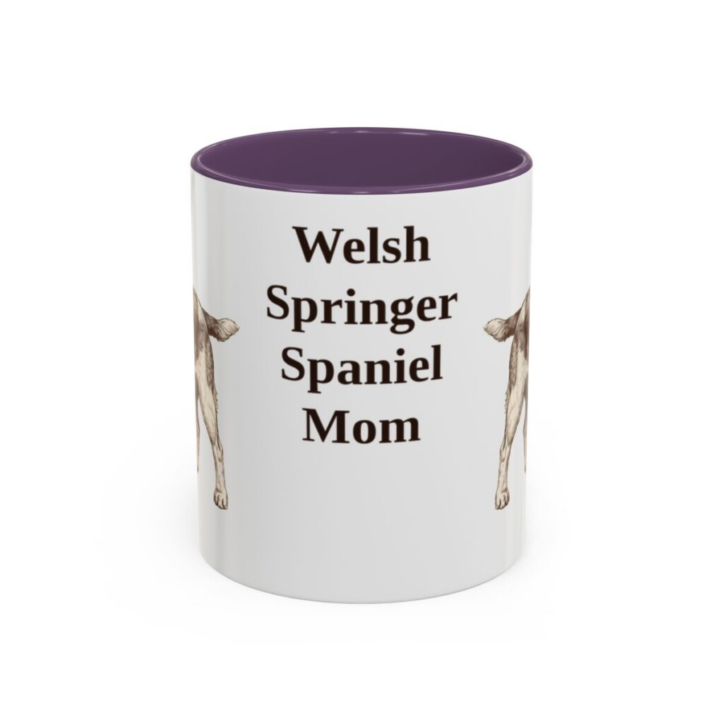 11oz Welsh Springer Spaniel Dog Mom Mug, Purple, front view