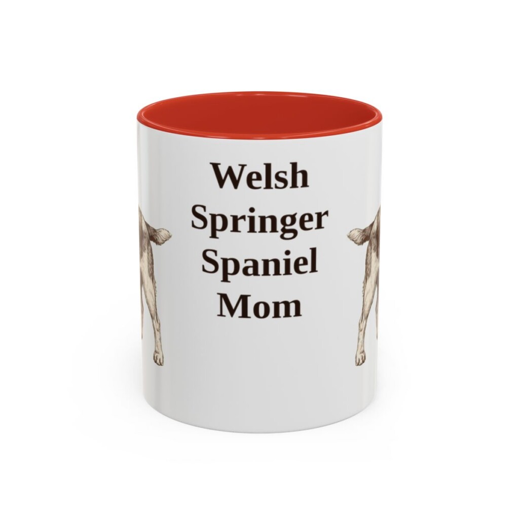 11oz Welsh Springer Spaniel Dog Mom Mug, Red, front view