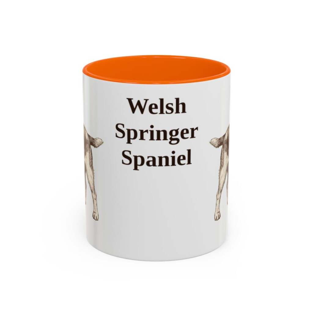 11oz Welsh Springer Spaniel Mug, Orange, front view