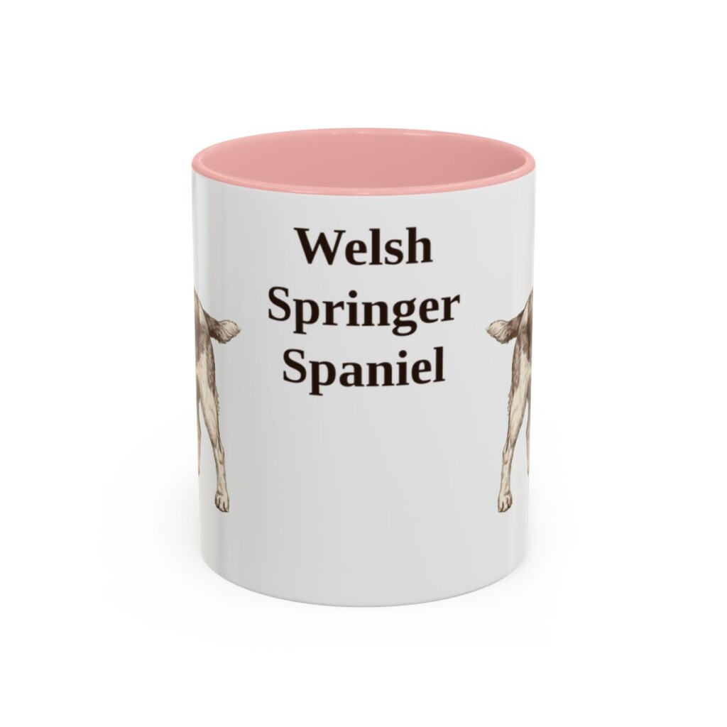 11oz Welsh Springer Spaniel Mug, Pink, front view