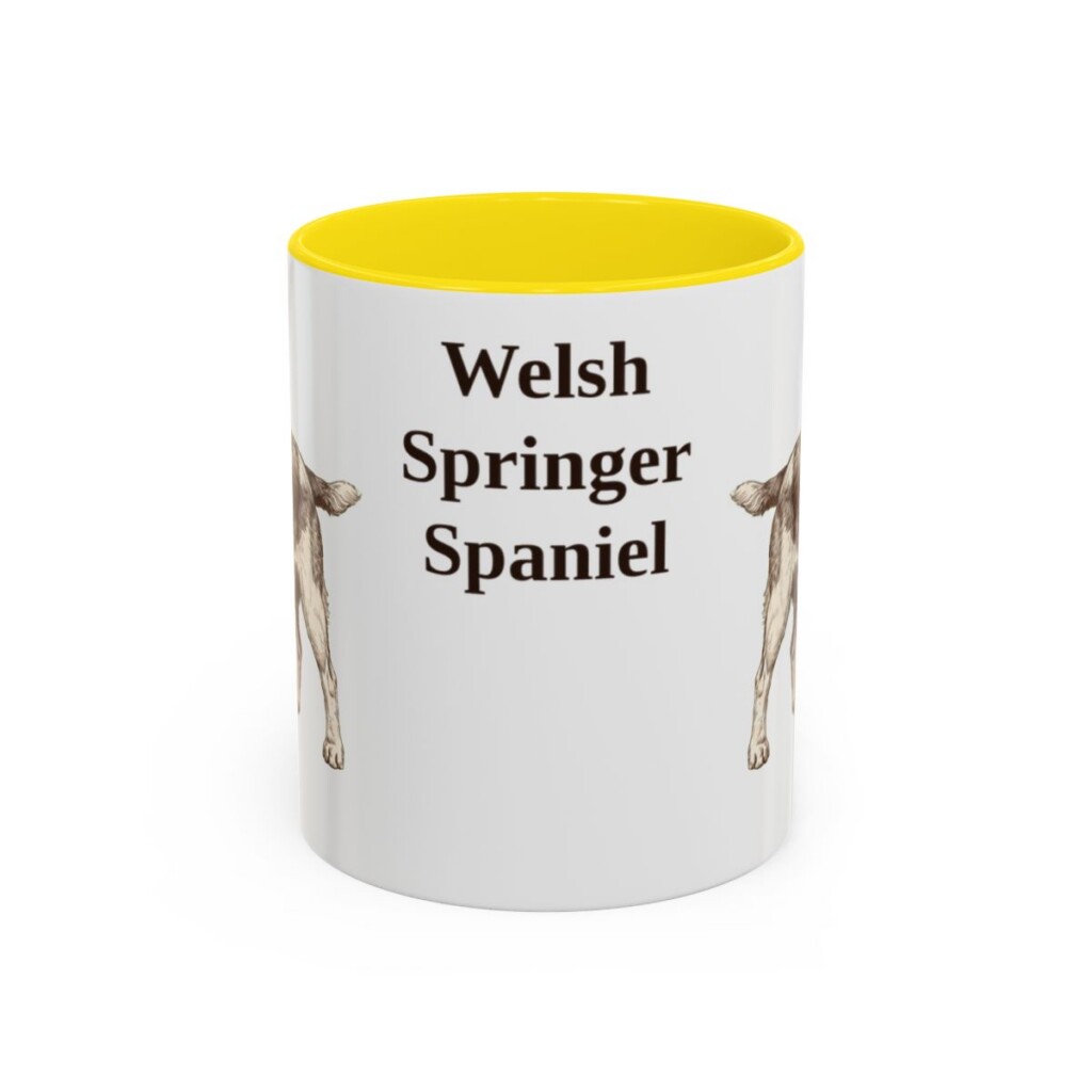 11oz Welsh Springer Spaniel Mug, Yellow, front view