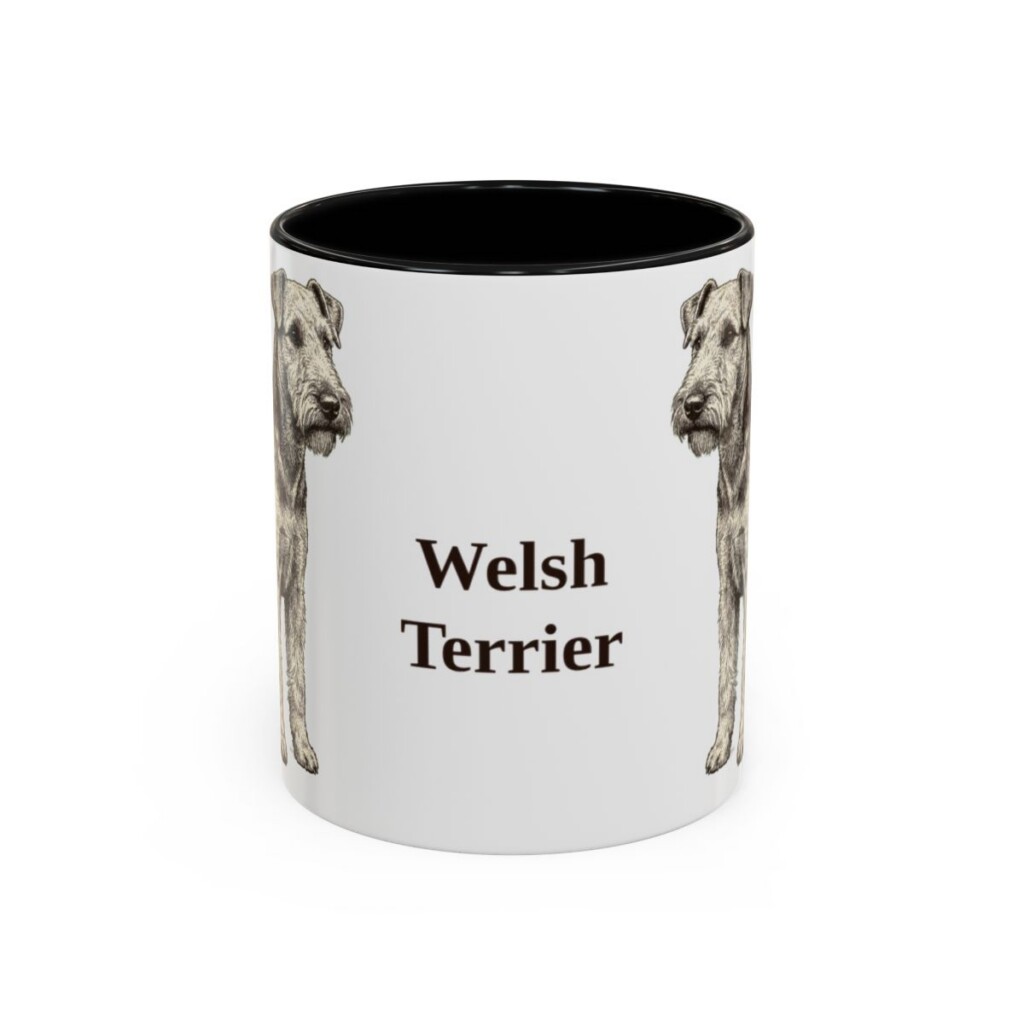 11oz Welsh Terrier Mug, Black, front view