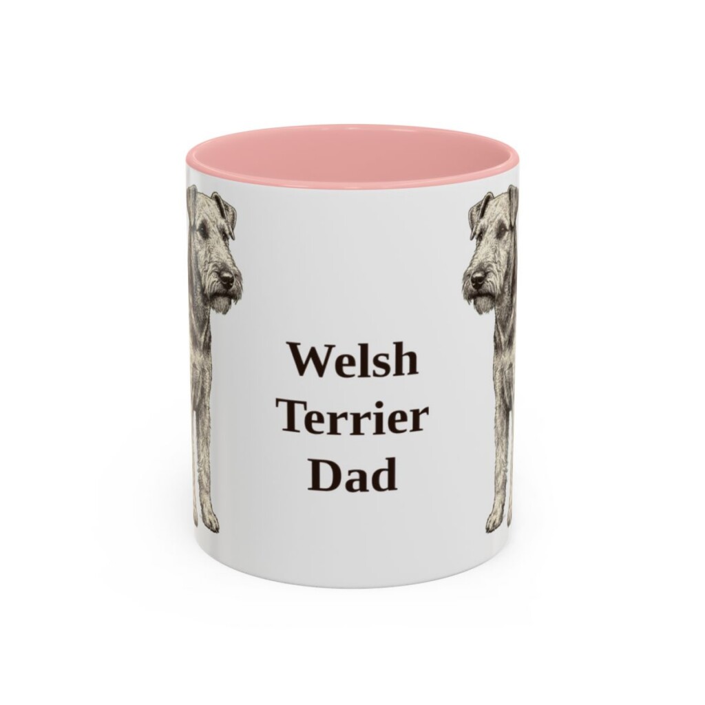 11oz Welsh Terrier Dog Dad Mug, Pink, front view