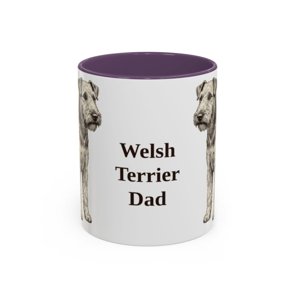 11oz Welsh Terrier Dog Dad Mug, Purple, front view