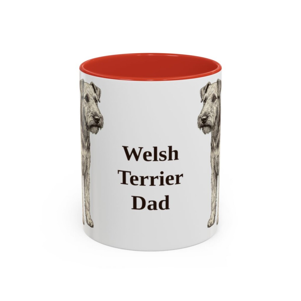 11oz Welsh Terrier Dog Dad Mug, Red, front view