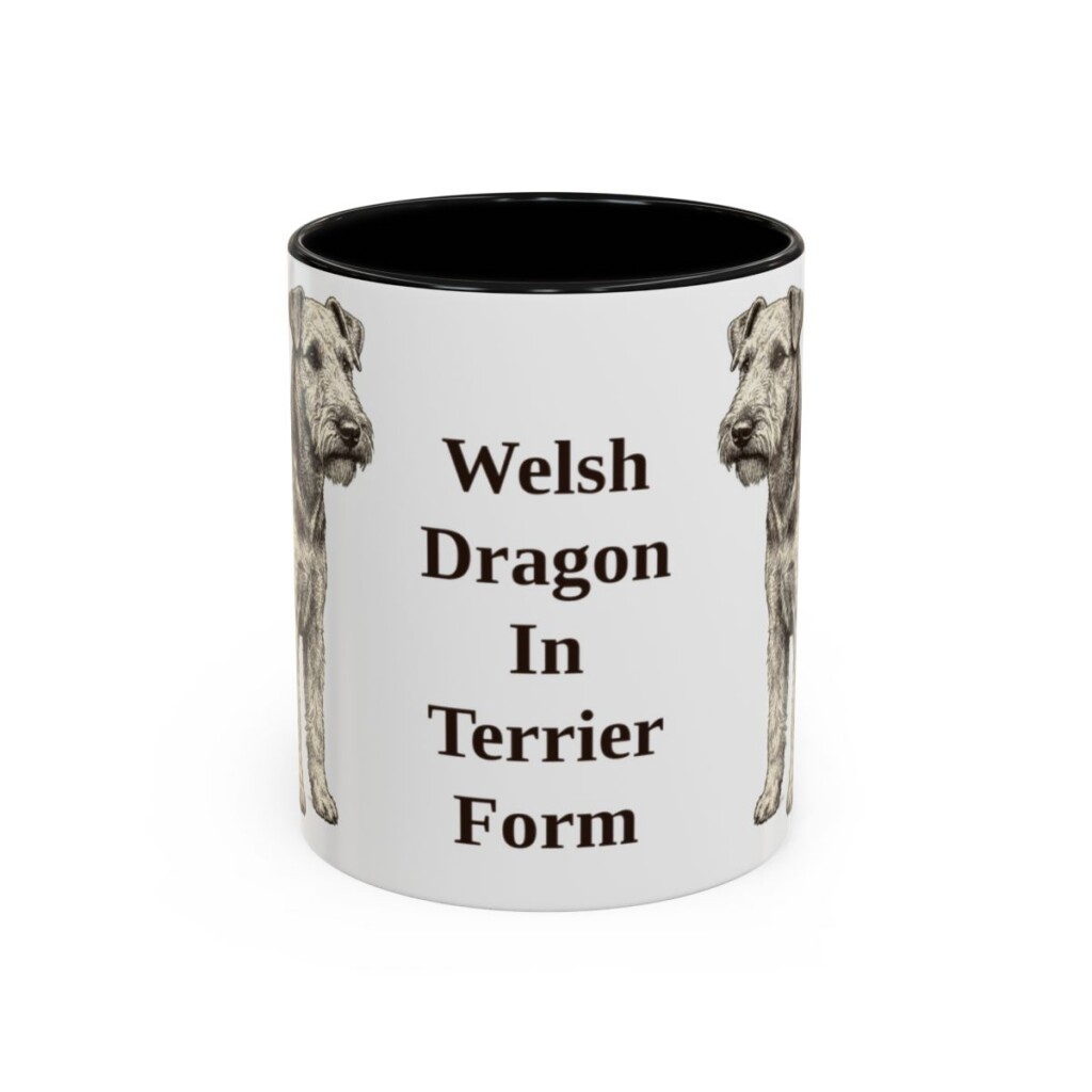 11oz Funny Welsh Terrier Mug, Black, front view
