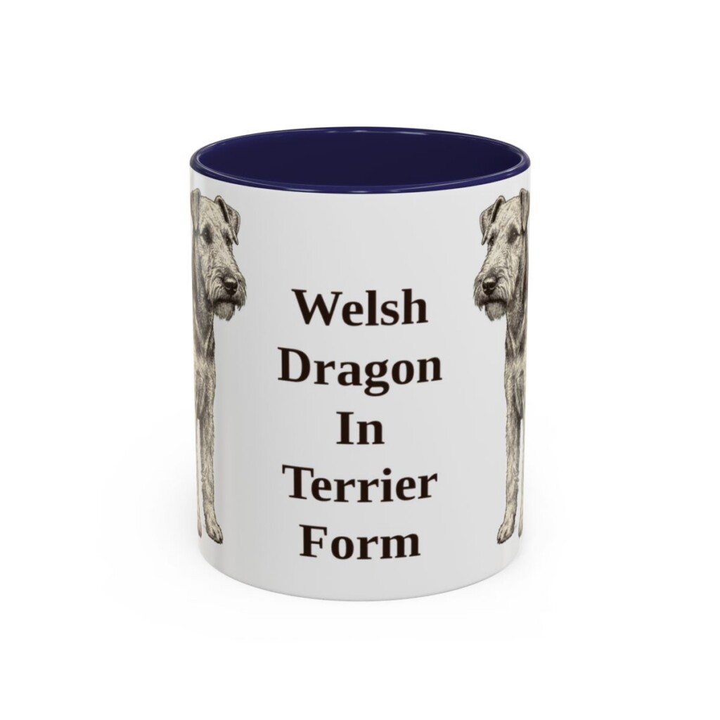 11oz Funny Welsh Terrier Mug, Navy, front view