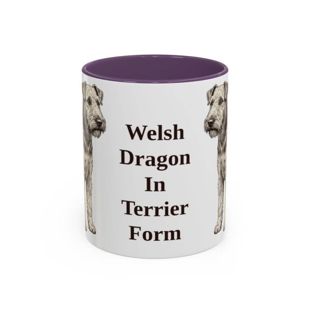 11oz Funny Welsh Terrier Mug, Purple, front view