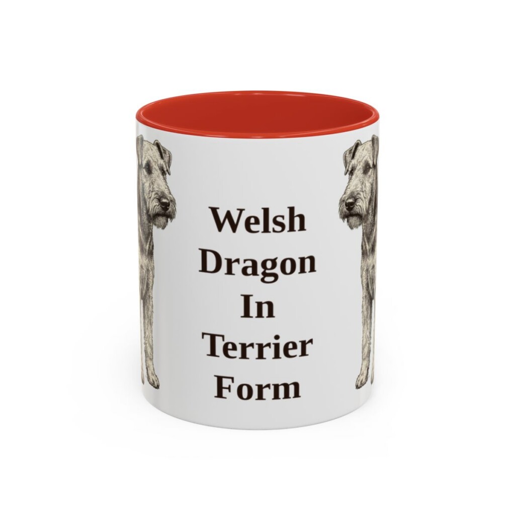 11oz Funny Welsh Terrier Mug, Red, front view