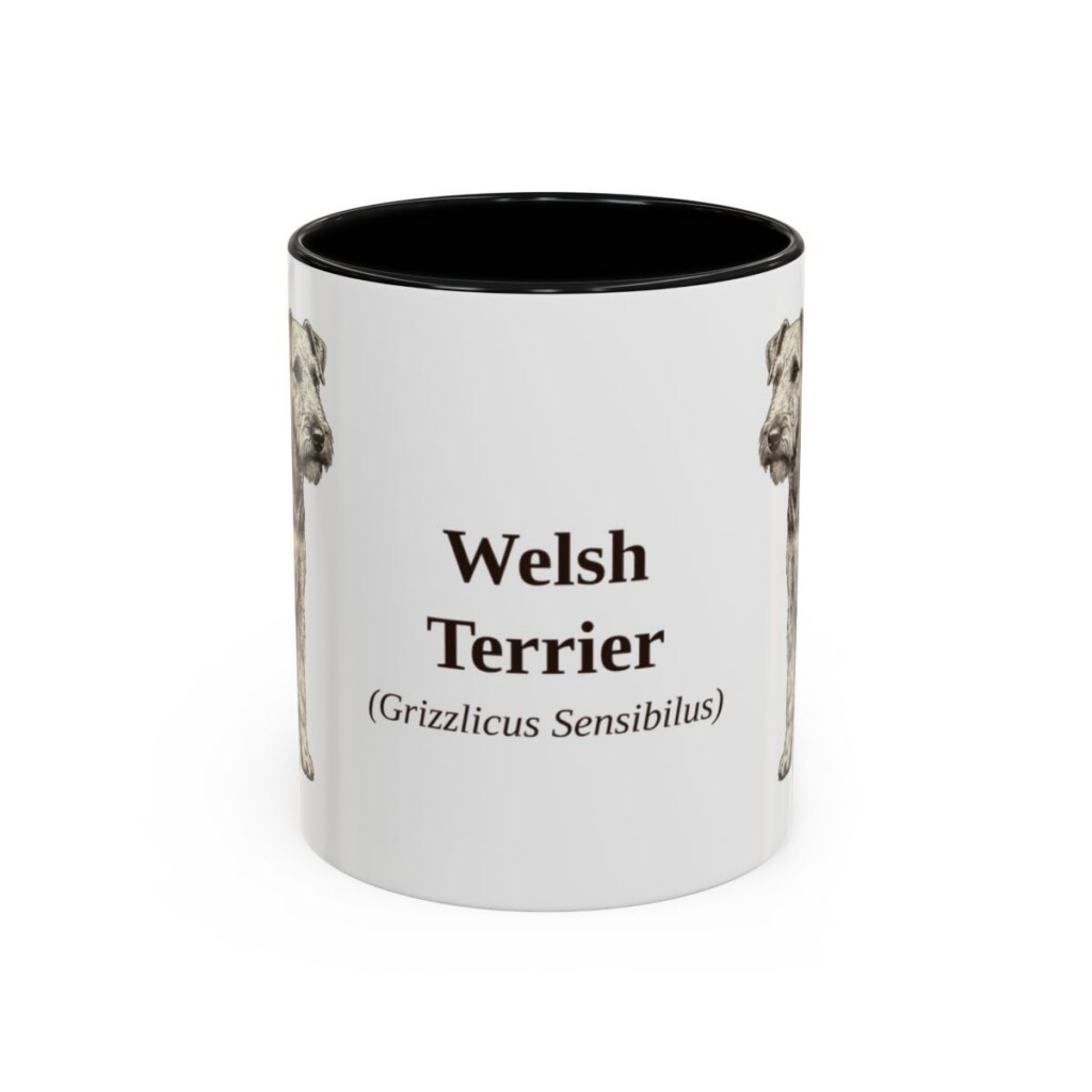 11oz Welsh Terrier Latin Mug, Black, front view