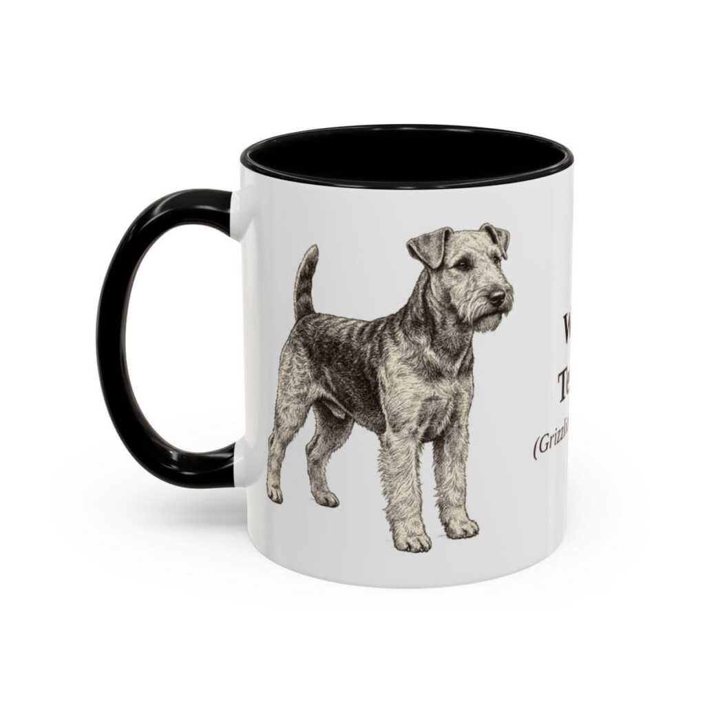 11oz Welsh Terrier Latin Mug, Black, left side view