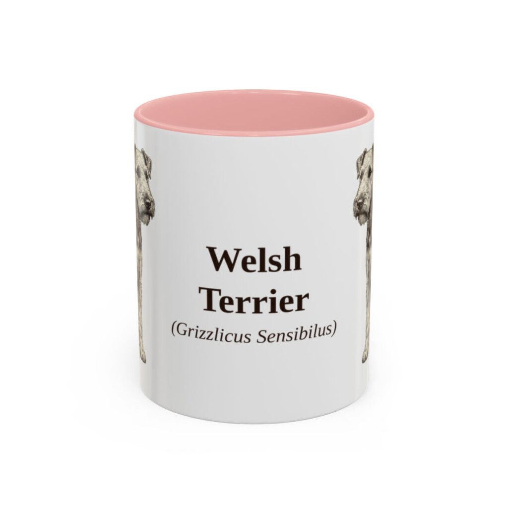 11oz Welsh Terrier Latin Mug, Pink, front view