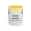 11oz Welsh Terrier Latin Mug, Yellow, front view