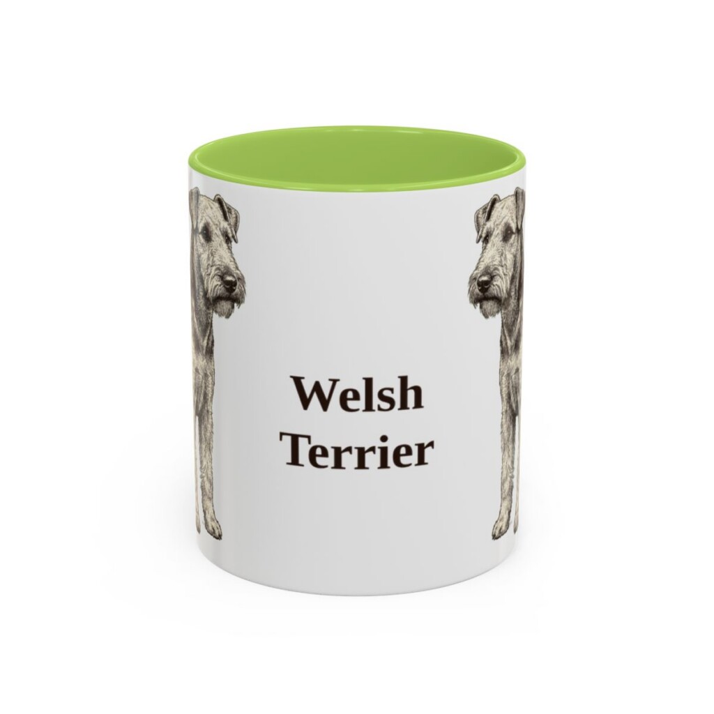 11oz Welsh Terrier Mug, Light Green, front view