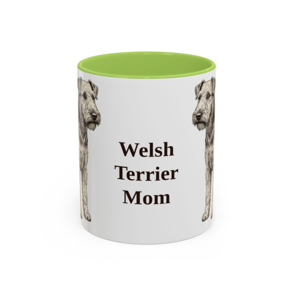 11oz Welsh Terrier Dog Mom Mug, Light Green, front view
