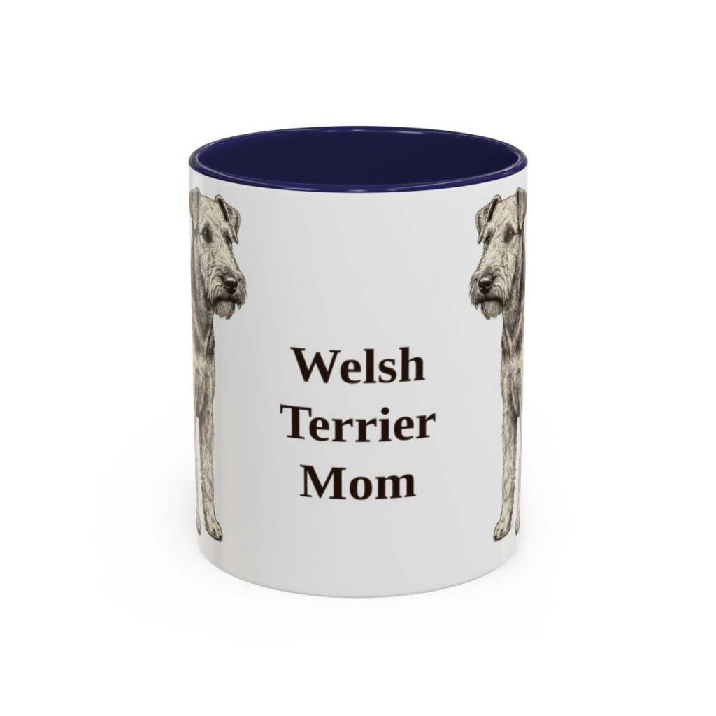 11oz Welsh Terrier Dog Mom Mug, Navy, front view