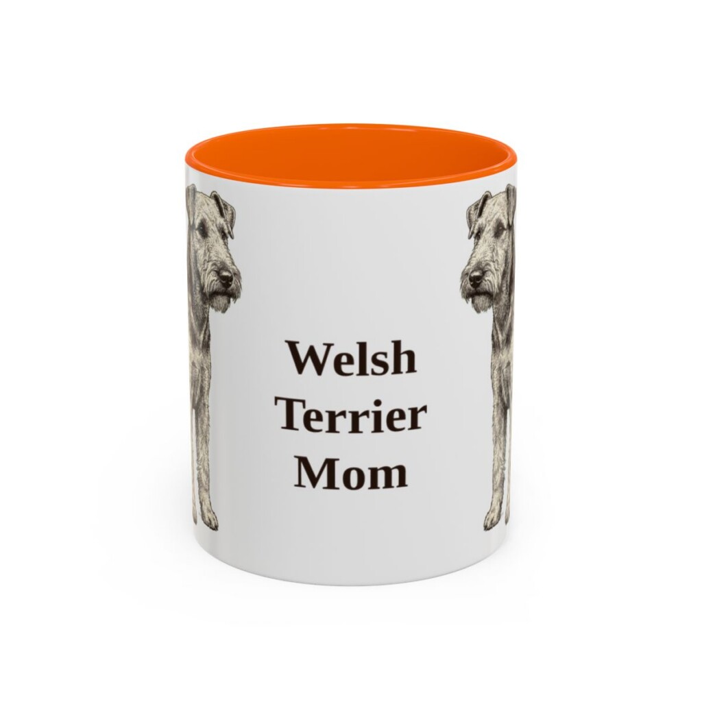 11oz Welsh Terrier Dog Mom Mug, Orange, front view