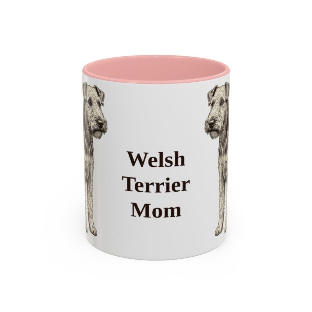 11oz Welsh Terrier Dog Mom Mug, Pink, front view