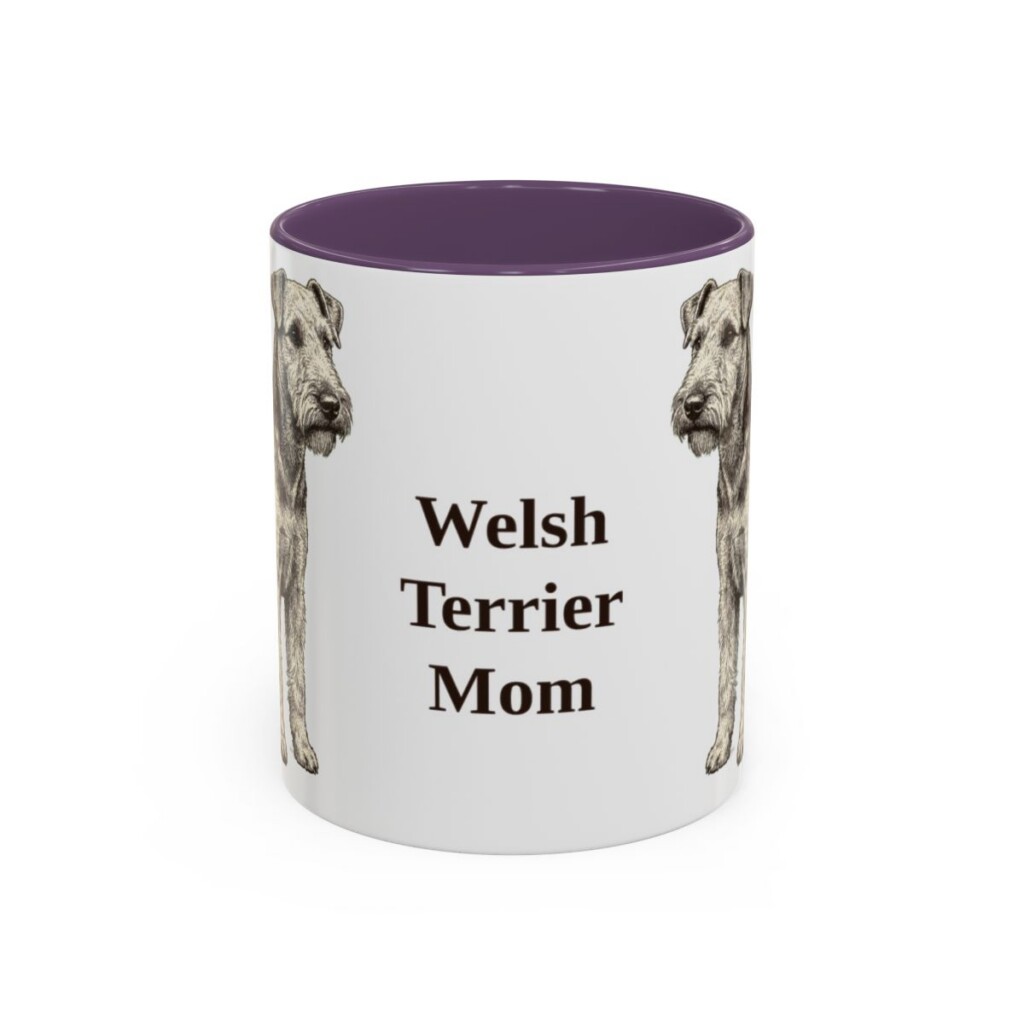 11oz Welsh Terrier Dog Mom Mug, Purple, front view