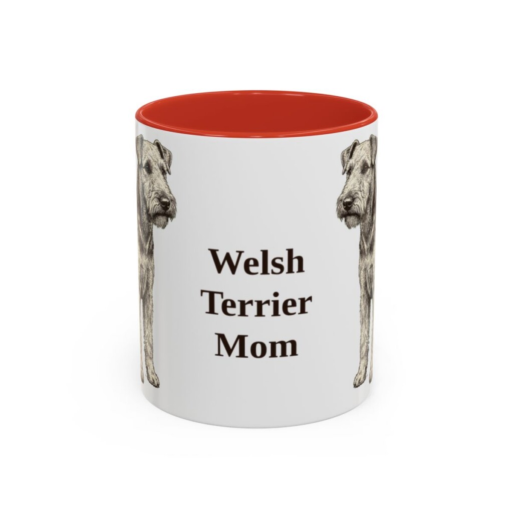 11oz Welsh Terrier Dog Mom Mug, Red, front view