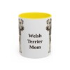 11oz Welsh Terrier Dog Mom Mug, Yellow, front view
