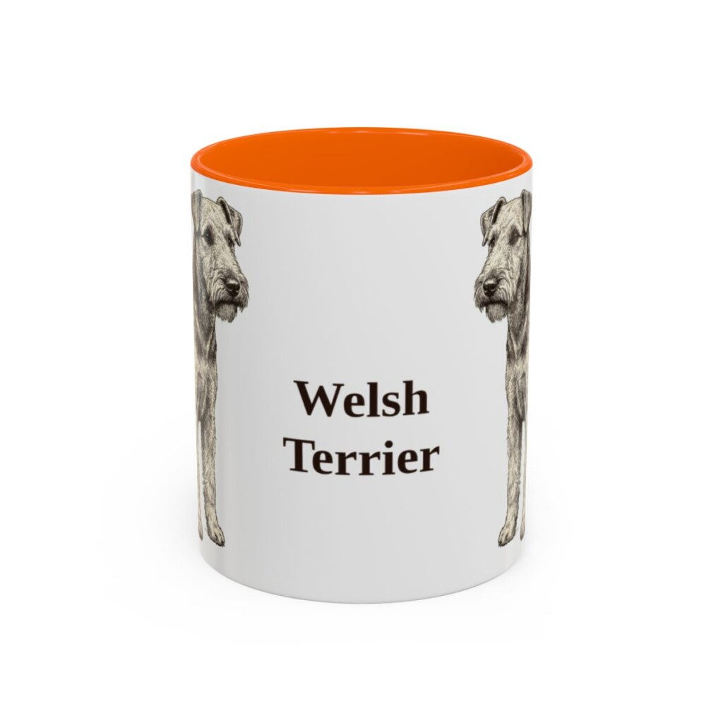 11oz Welsh Terrier Mug, Orange, front view
