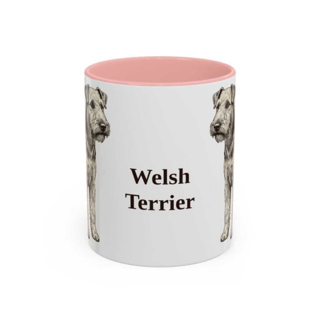 11oz Welsh Terrier Mug, Pink, front view