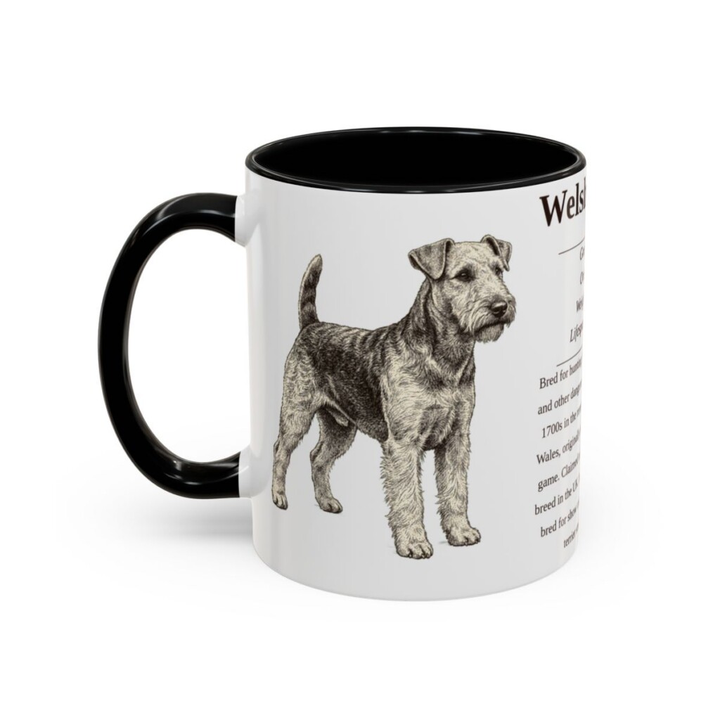 11oz Welsh Terrier Mug, Black, left side view