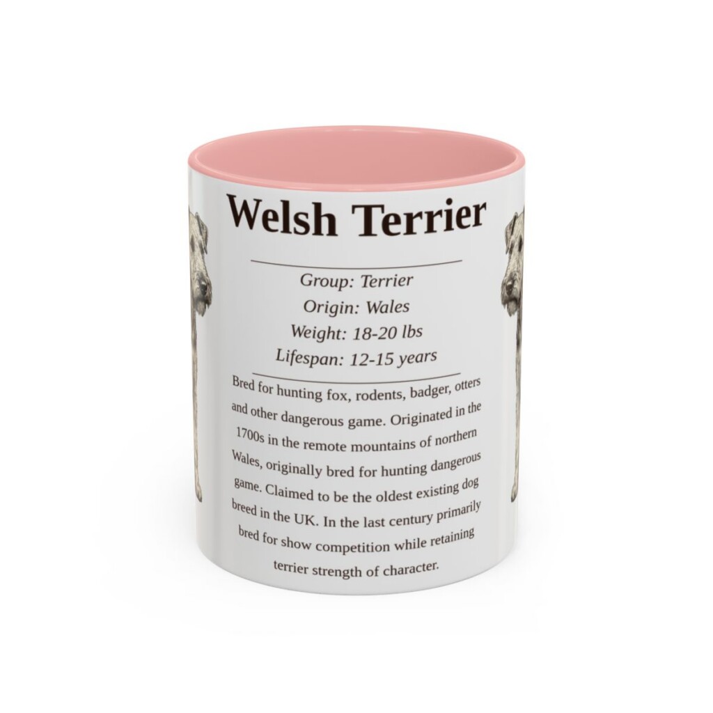 11oz Welsh Terrier Mug, Pink, front view