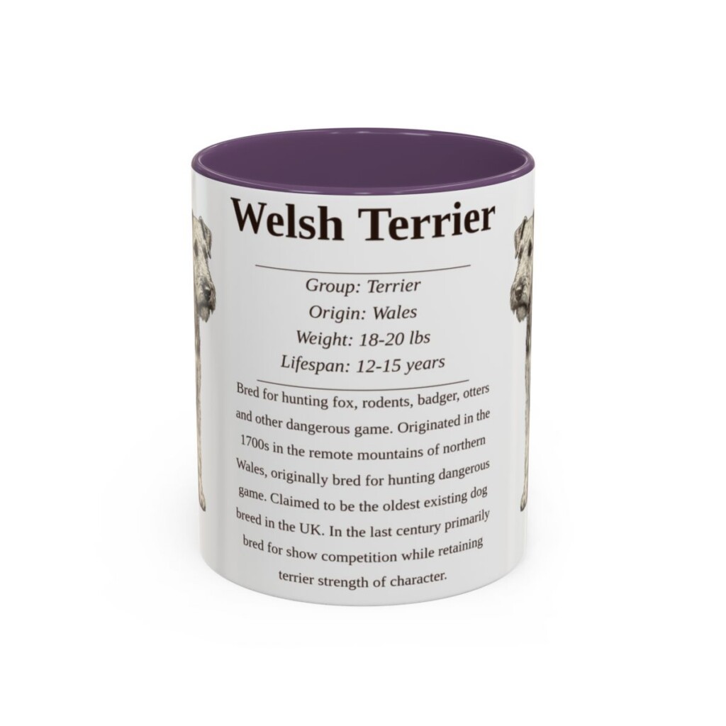 11oz Welsh Terrier Mug, Purple, front view