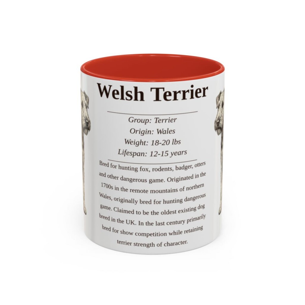 11oz Welsh Terrier Mug, Red, front view