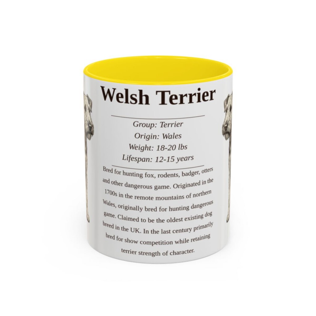 11oz Welsh Terrier Mug, Yellow, front view