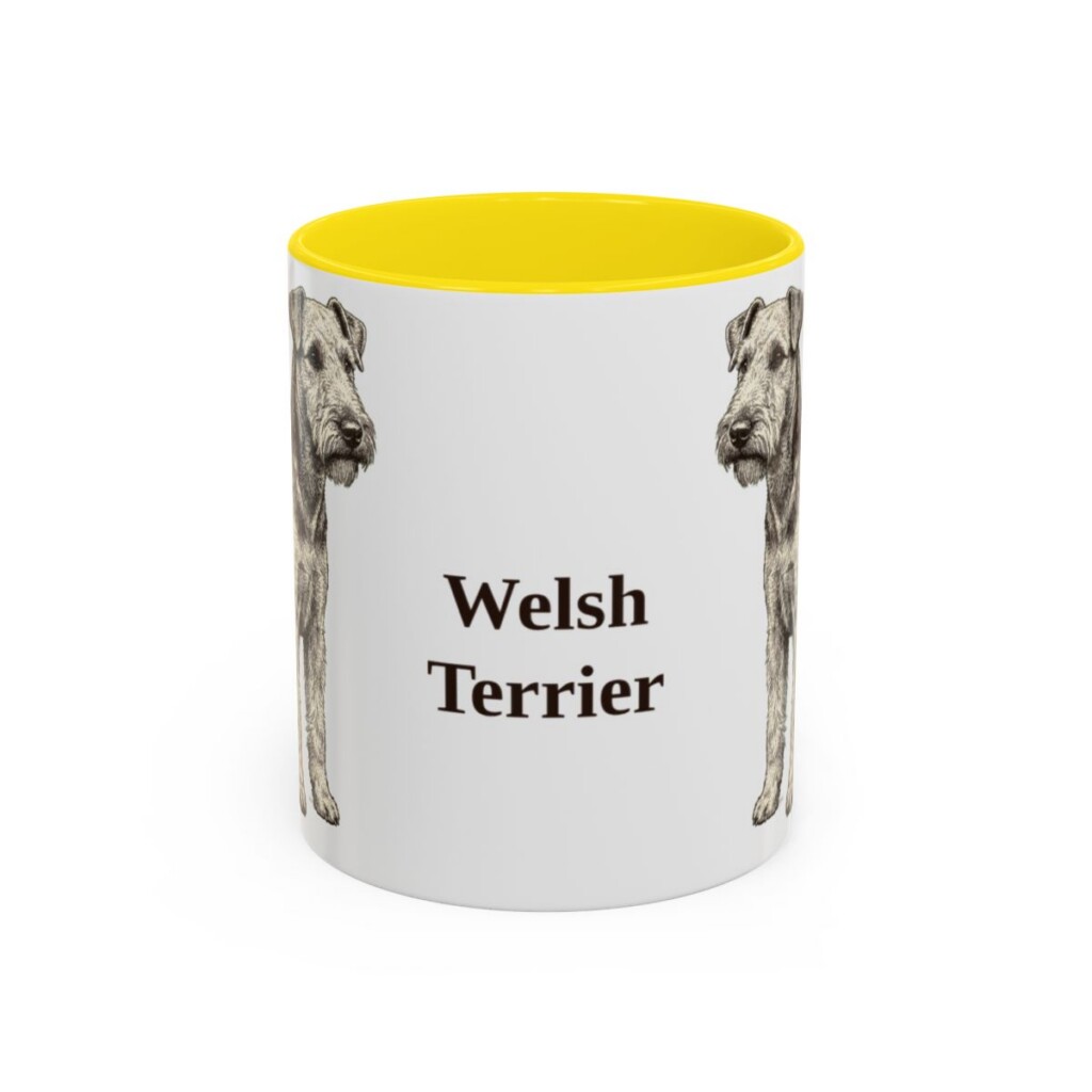 11oz Welsh Terrier Mug, Yellow, front view