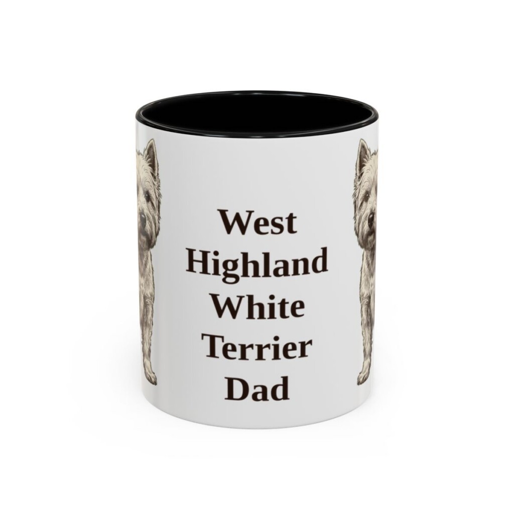 11oz West Highland White Terrier Dog Dad Mug, Black, front view