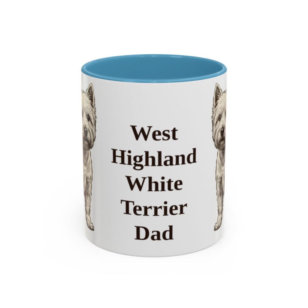 11oz West Highland White Terrier Dog Dad Mug, Light Blue, front view