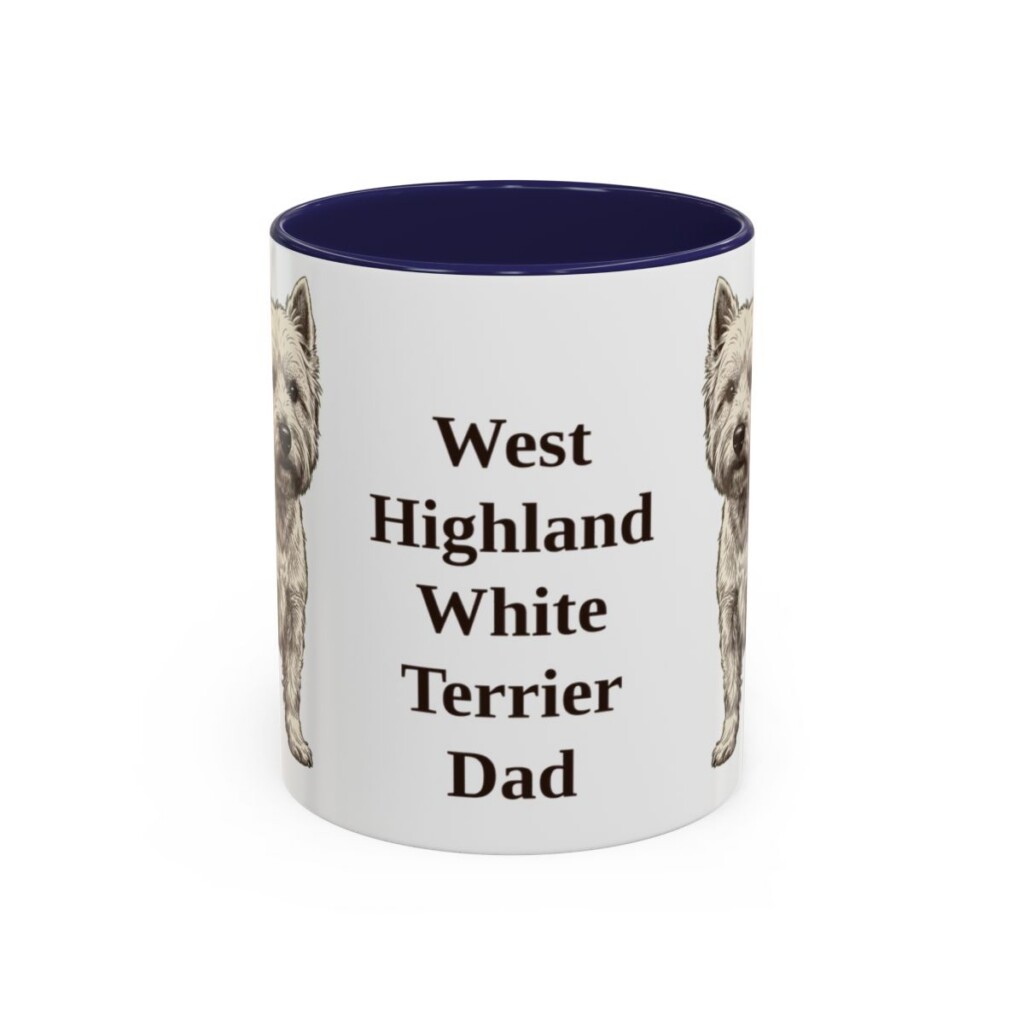 11oz West Highland White Terrier Dog Dad Mug, Navy, front view