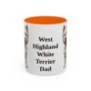 11oz West Highland White Terrier Dog Dad Mug, Orange, front view