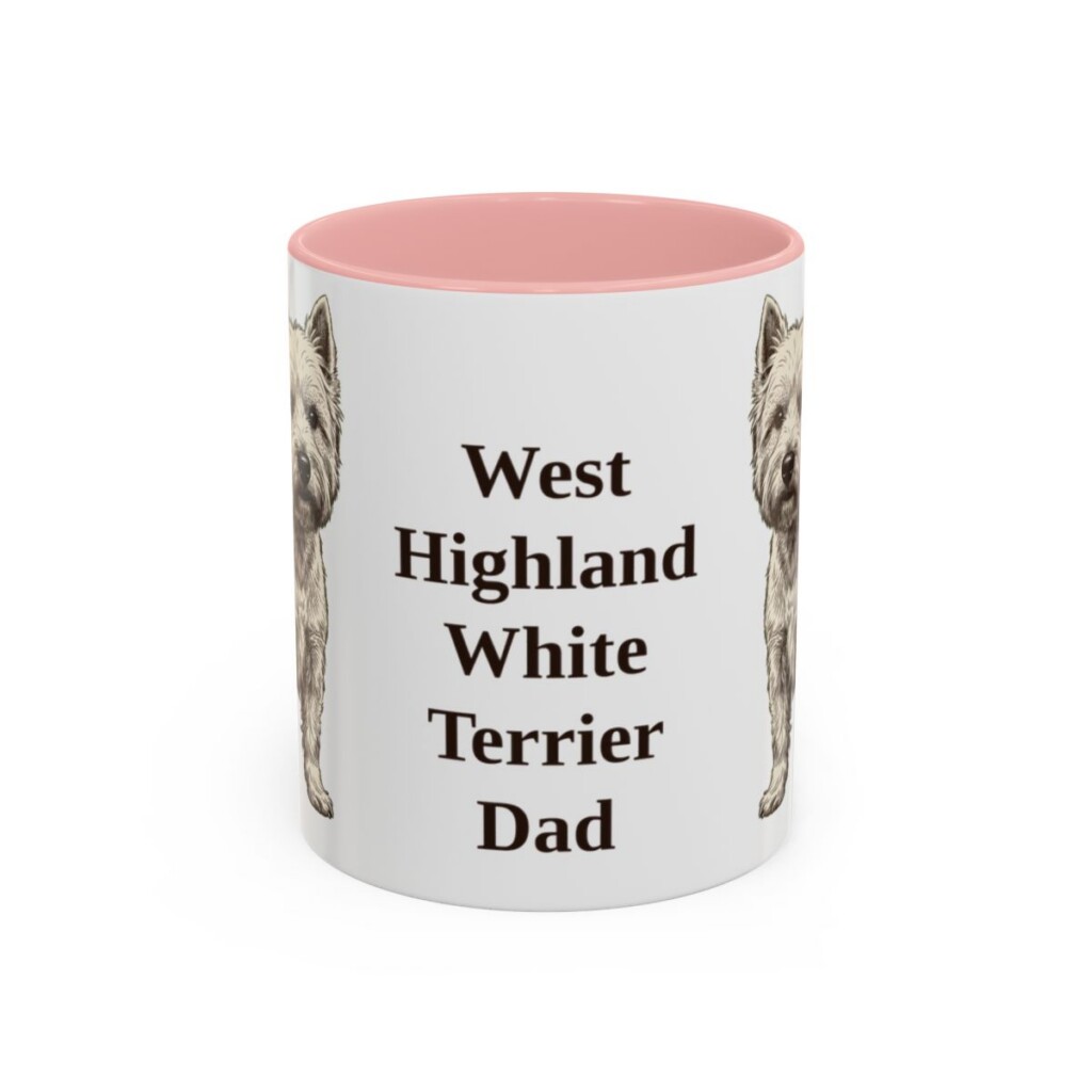 11oz West Highland White Terrier Dog Dad Mug, Pink, front view