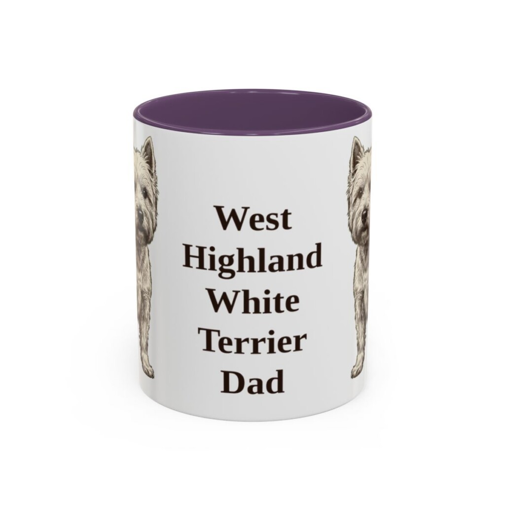11oz West Highland White Terrier Dog Dad Mug, Purple, front view