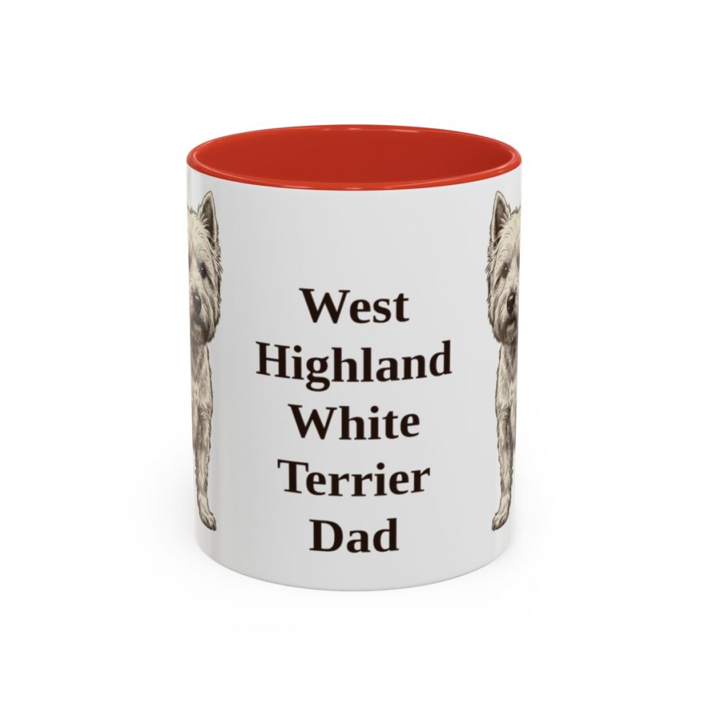 11oz West Highland White Terrier Dog Dad Mug, Red, front view