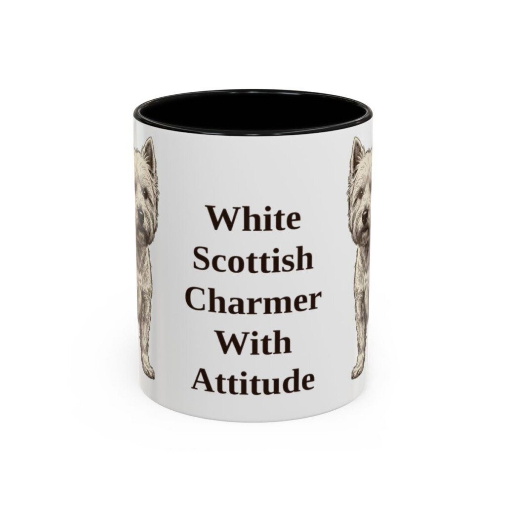 11oz Funny West Highland White Terrier Mug, Black, front view
