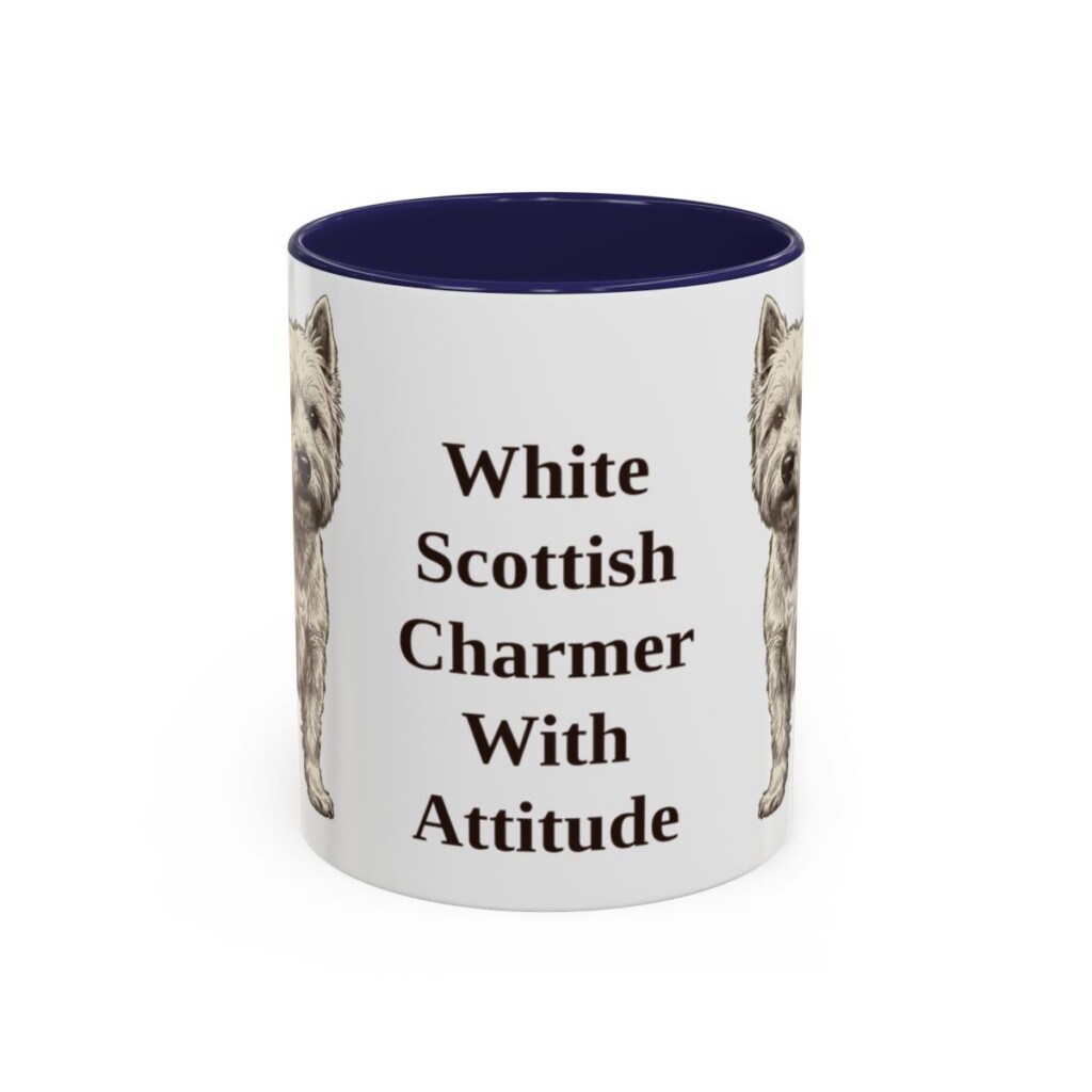 11oz Funny West Highland White Terrier Mug, Navy, front view