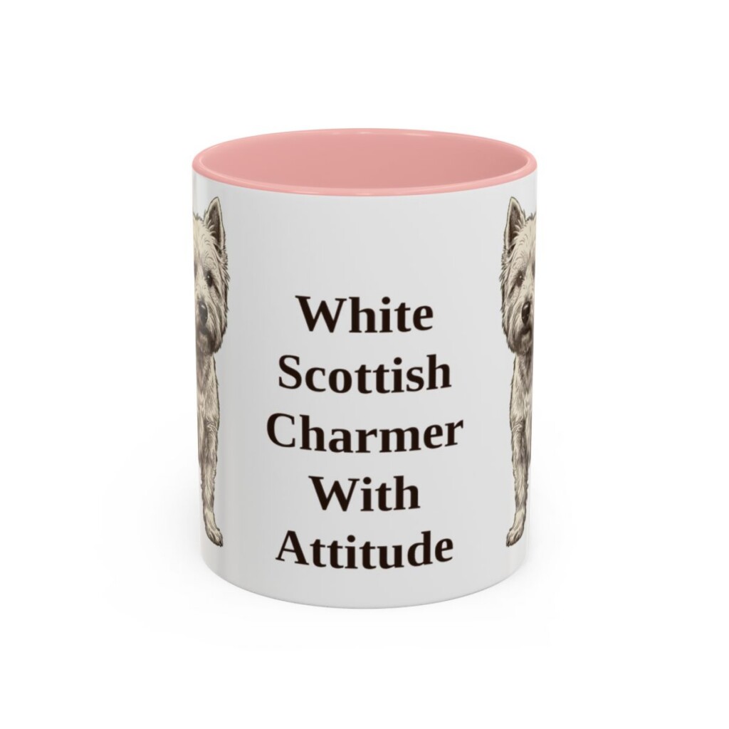 11oz Funny West Highland White Terrier Mug, Pink, front view