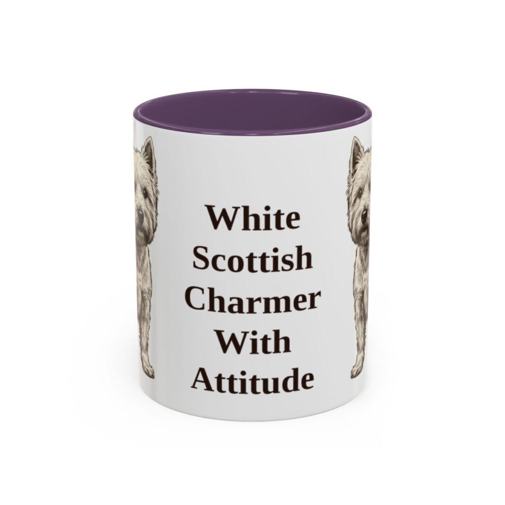 11oz Funny West Highland White Terrier Mug, Purple, front view