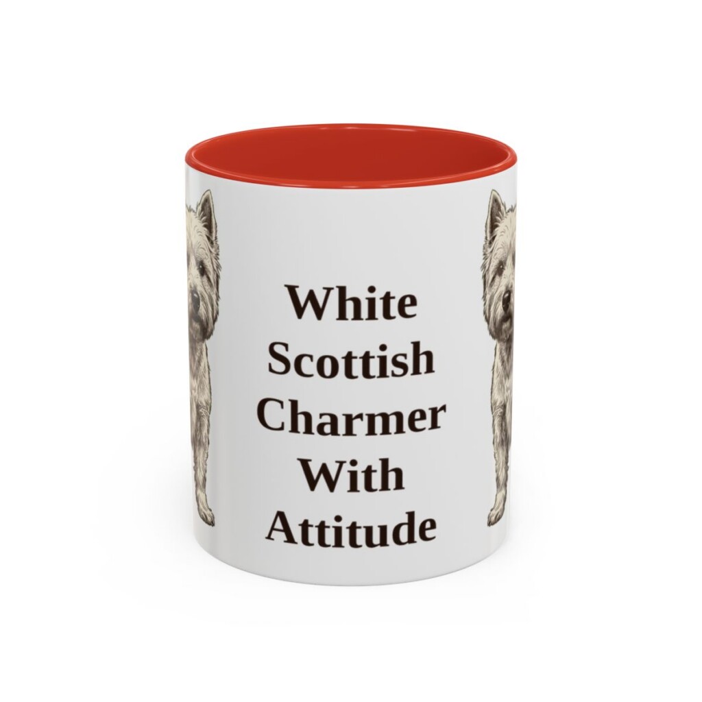 11oz Funny West Highland White Terrier Mug, Red, front view